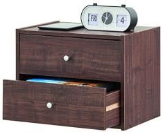 Iris Ohyama, Piccolo contenitore, Comodino, Tavolino, Comodino, 2 cassetti ergonomici, Solido, Ufficio, Camera da letto, Soggiorno - Stack Box STB-400H - Marrone