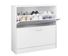 Homfa Scarpiera Legno 2 Ripiani Mobile Porta Scarpe Scaffale Mensola Organizzatore 80 × 23.5 × 80cm