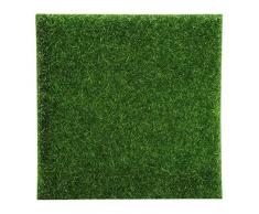 Estink - Prato artificiale, 10 pezzi, 15 x 15 cm, erba artificiale, tappeto di zerbino, erba sintetica per decorazione di prato, balcone, giardino, terrazza, micro ornamento paesaggio, colore: verde