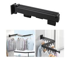 MUYIRTED Stendibiancheria Da Parete, Stendibiancheria Alluminio Stendibiancheria Retrattile Da Interno Ed Esterno, Nero Stendino Salvaspazio Da Balcone Ed Giardino