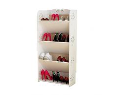 NYKK Portascarpe Scaffale for Scarpe Economico a 4 Strati Semplice scarpiera, salvaspazio Multifunzionale, può ospitare 16 Paia di Scarpe Scarpiera