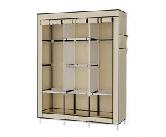 UDEAR Armadio Piccolo Cabina Guardaroba Appendiabiti Richiudibile in Tessuto Non Tessuto Beige