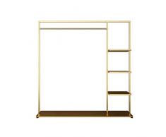 Appendiabiti Feifei Ingresso Nordic Bastone Ripiani 4-Tier ad Alta capacità Ferro battuto Appendini Negozio di Abbigliamento Display Stand Clothes Organizer Oro 3 Formati