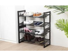 NEUN WELTEN Design Scaffale Scarpiera Porta Scarpe Organizzatore in Metallo di Acciaio Salvaspazio Ripostiglio 74 × 30 × 82 cm (4 Ripiani, Nero)