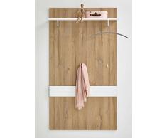 AVANTI TRENDSTORE - Bristo - Arredamento da Ingresso in Laminato di Quercia Antica e Bianco Lucido (Pannello da Guardaroba)