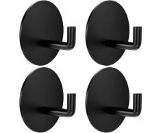 4 Pezzi Ganci Adesivi Ganci Portasciugamani in Acciaio Inox Gancio Appendiabiti da Parete Autoadesivo/Gancio per Cucina e Bagno Forte Impermeabile Rimovibile per Bagno Cucina Porta（Nero）