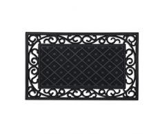 Relaxdays Zerbino in Gomma da Esterni e Interni, 45x75 cm, Antiscivolo, con Ornamenti Decorativi, Chiodini Rilievo, Nero, 1 pz