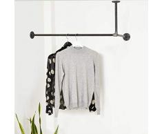 Various - Appendiabiti a soffitto, design industriale – 80 x 40 cm – a sinistra o a destra – Appendiabiti angolare per giacche – nero, metallo