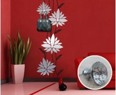 00322 Adesivo murale con pomelli stile Swarovski per appendiabiti Wall Art - Fiore rampicante con gioielli - Misure 70x180 cm - argento e nero - Decorazione parete, adesivi per muro, carta da parati