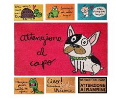 Parpyon® Zerbino ingresso casa divertente simapatico vulcano tappeto ANTISCIVOLO entrata scalino per interno da esterno tappeti moderni in cocco (CM 40 X 70, CANE 2)