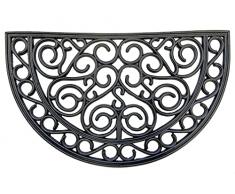 PROGOM - Zerbino 100% Gomma - Nero - Mezza Luna - Effetto Ferro battuto - 75 x 45 x 1,2 cm