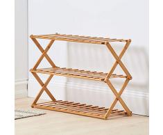 HAIPUSEN Scarpiera di bambù Nessun Montaggio Richiesto-Scarpiera a 3 Livelli per 9-12 Paia di Scarpe, Scaffale di bambù, Scaffale Indipendente,Scaffale della Cucina,Scaffale del Soggiorno, 70x31x46cm