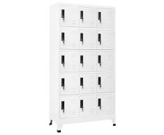 Tidyard Armadio,Armadietto,Schedario,per Uffficio,Spogliatoio,con 15 Ante,in Acciaio,Bianco,90x40x180 cm,Armadio Armadietto Spogliatoio Sporco Pulito,Armadietto Metallo,Armadio in Metallo Acciaio