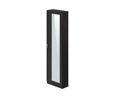 Movian, scarpiera con sportello singolo e specchio, in stile moderno, modello Indre, 23 x 50 x 179 cm, colore grigio