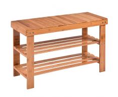 Scarpiera da Ingresso, Cassapanca Organizer Portascarpe con 2 Livelli e Sedile in bambù, Organizer Scarpe Moderno, Panca Sedile (Legno)