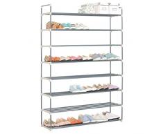WOLTU SR0019-a Scarpiera Semplice Portascarpiera Scaffale 8 Ripiani in Acciaio Plastica Anticorrosivo per 40 Paia di Scarpe Grigio 92x30x154cm