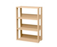 Iris Ohyama, Mobile Contenitore/Ripiano portaoggetti/Modulo Laterale/Piccolo Contenitore, Modulare,Design, Ufficio, Casa - Open Wood Rack - OWR-600 - Marrone Chiaro