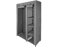Armadio tessuto guardaroba SMART 110 x 45 x 175 cm con tubo appendiabiti e cerniera lampo di BB Sport, Colore:Steingrau