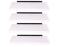 EUGAD Set di 4 Mensole da Muro, Bianco, 30cm, Mensole in Legno MDF Portaoggetti Librerie Scaffale da Parete Stile rétro Mensole Sospese Decorative per Salotto Cucina Corridoio, 0086QJ-4