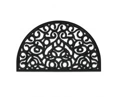 Relaxdays Tappeto di Gomma Semicircolare, 45x75 cm, Antiscivolo, Zerbino Ingresso, Portone, Outdoor, Ornamentale, Nero