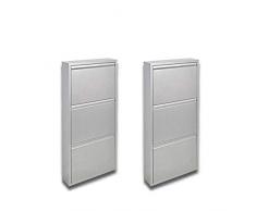 Nuova Scarpiera Slim: Set di Due scarpiere Color Argento per 18 Paia di Scarpe e Stivali, Garantite a Vita, Niente da Montare, Viste in TV