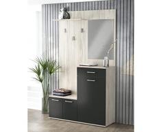 Milani Home s.r.l.s. Mobile Ingresso di Design Moderno con Appendiabiti Specchio e scarpiera