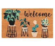 Zerbino art KERA IN 100% fibra di cocco naturale con stampe fantasiose tappeto ingresso casa asciuga passo con retro pvc antiscivolo per esterno e interno rettangolare 40x70cm dis welcome cactus
