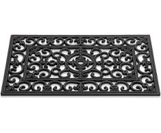 matches21 Zerbino in gomma per esterni effetto ghisa, motivo giglio, ornamenti rettangolari, 45 x 75 cm