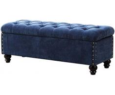 THBEIBEI Panche Cotone Lino Tessuto Imbottito Bagagli Panca Ottomana Poggiapiedi Corridoio Ingresso Scarpe da banco Toy Box cassapanca Bagagli Sgabello, Max 250kg (Color : Blue, Size : 120cm/47.2in)