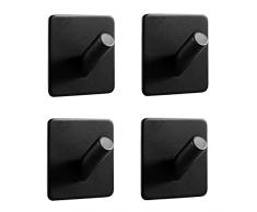 4 Pezzi Ganci Adesivi 3M Ganci Appendiabiti in Acciaio Inox SUS304 Set di Ganci Cucina Forte Impermeabile Rimovibile senza Tracce per Bagno Cucina Porta/ Gancio per Cucina e Bagno (Nero)