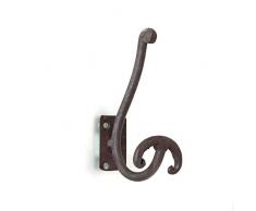 Antikas – Gancio doppio in ferro battuto, gancio appendiabiti, gancio da parete come antico