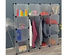 Ts Ideen 5117 Armadio Guardaroba Componibile, 10 Sportelli e 2 Aste Appendiabiti, Polipropilene, Bianco
