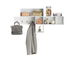 SoBuy Portachiavi Mobile Ingresso da Muro Appendiabiti Legno Attaccapanni da Muro Scaffale Murale Libreria da Parete Mensola Libreria FHK17-W