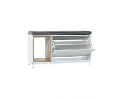 Ai-Youger Panchina per scarpe con seduta e cuscino in legno, 90 x 30 x 50 cm, piccola e chiusa