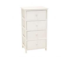 Cassettiera grande 4 cassetti Bianca in legno Paulownia 29 x 73 x 40 Biacchi