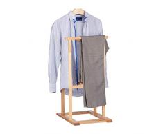 Relaxdays 10021319 Servomuto Appendiabiti, Legno di Noce, Beige, HxLxP 102 x 47 x 50 cm