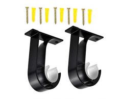 2 Pezzi Staffa da Soffitto Bastone per Tende Supporto Staffe per Bastone per Tende in Lega di Alluminio Flangia Staffa di Montaggio a Soffitto Staffa per Asta di Tenda per Appendiabiti 28mm (Nero)