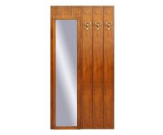Pannello attaccapanni appendiabiti da ingresso, corridoio retro-porta, con 3 ganci e specchio a figura intera. Dal produttore, made in Italy, materiale MDF impiallacciato. L.100 x H.200 cm