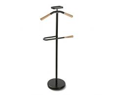 Versa Cham Servo Muto Moderno e Multifunzionale, Appendiabiti Indossatore per Camera da Letto e Spogliatoio, Misure (A x L x l) 108 x 44 x 25 cm, Metallo, Colore Nero e legno