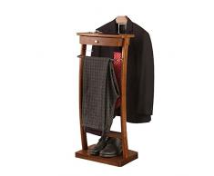 BFYLSQUE Appendiabiti Indossatore Servomuto Camera in Legno Abiti Servo Muto per Camera Portapantaloni Anteriore con Guaina in Gomma Antiscivolo - A x L x P: 112,2 x 44,4 x 30 cm