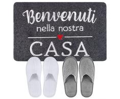 Zerbino Ingresso Casa Benvenuti Tappeto Esterno 2 paia Pantofole Zerbino Welcome Rettangolare Divertente Lavabile Antiscivolo 40 * 60cm per Casa Porta Regalo
