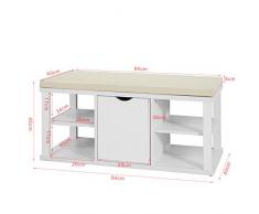 SoBuy® Scarpiera da ingresso, Cassapanca,Portascarpe con cuscino,FSR52-W,IT