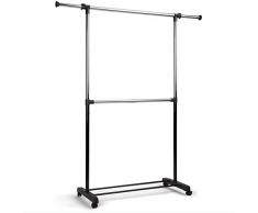 Heldenwerk Stand Appendiabiti con ruote stabile e caricabile - Porta abiti con ruote estensibile - Portabiti con rotelle, Appendi abiti rotelle