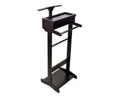 Fanxu Indossatore Servomuto Moderno e Multifunzionale Appendiabiti Porta Abiti in Legno Servo Muto per Camera con Staffa Portapantaloni e Spalle per Giacche (Color : Black, Size : 44x36.5x110cm)