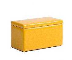 QTQHOME Sgabello portascarpe in Legno Sgabello Imbottito Cassapanca Scatola dei Giocattoli Coperchio Rimovibile Sedile Portatile Cubi salvaspazio Versatili (Colore: Giallo)