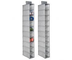 mDesign Portascarpe da appendere – Set da 2 – Perfetta scarpiera e organizer armadio – Funzionale scaffale per scarpe, vestiti e accessori – 10 ripiani – Colore: grigio