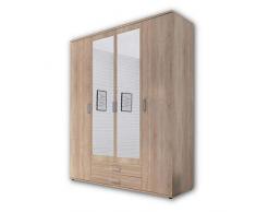 Stella Trading Carlo Karl Elegante a 4 Ampio Spazio di archiviazione, Versatile Armadio girevoli, Effetto Rovere Sonoma, con Ante a Specchio, Quercia, 4-türig