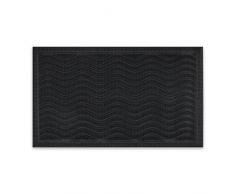 Relaxdays Zerbino in Gomma da Esterni e Interni, 45 x 75 cm, Antiscivolo, Design a Onde, Borchie Rilievo, Ingresso, Nero