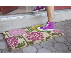 Zerbino Entryways Tappeto tessuto a mano in fibra di cocco, decorazione dalie, 40 x 60cm