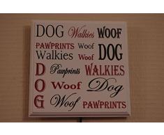 Cane gancio ideale per cappotti Cappelli guinzagli Woof Pawprints Walkies Nero o panna crema